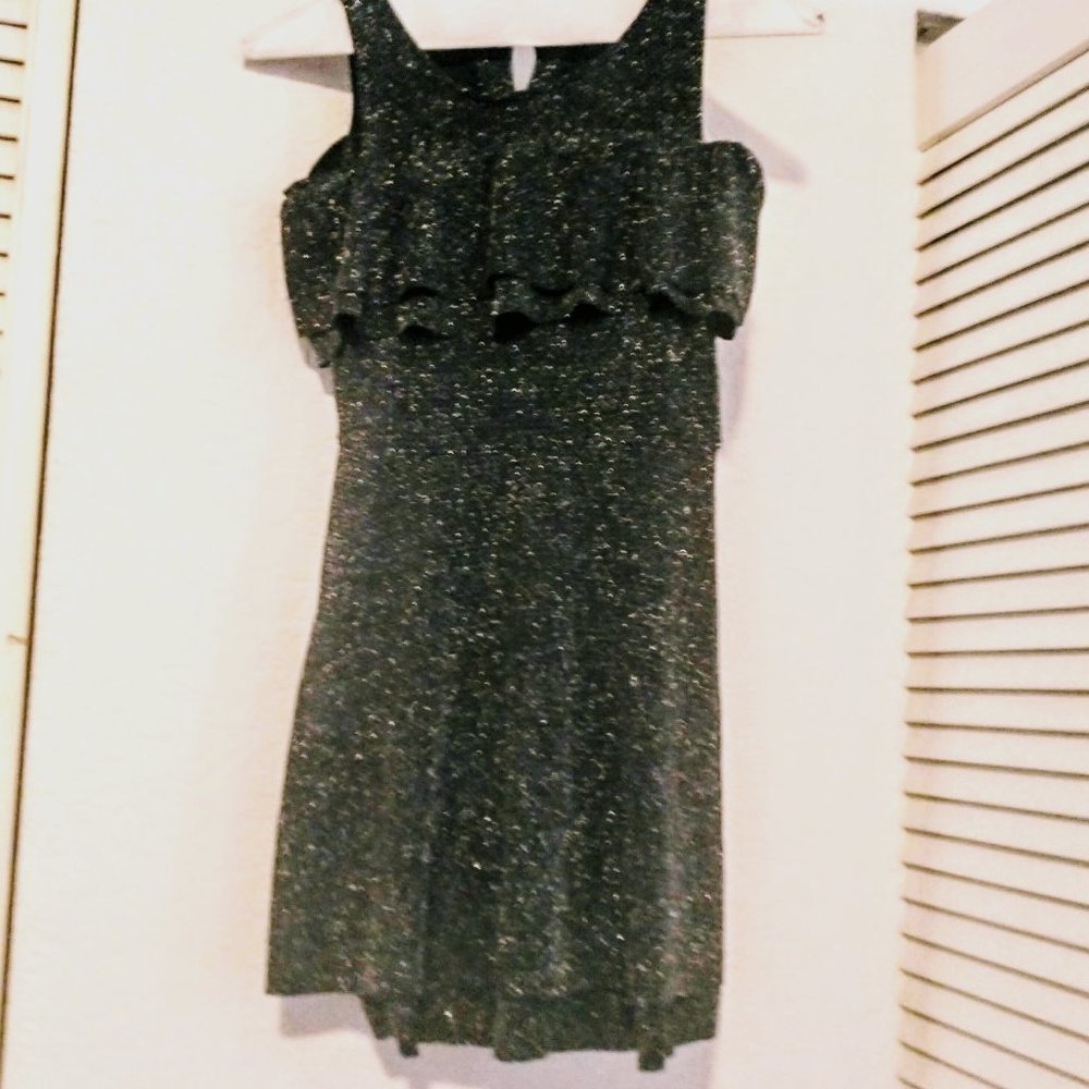 Black Glittery Cold Shoulder Dress Girls 12